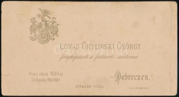 cca 1910 Debrecen, Lovag Chylinski György fényképészeti műtermében készült, keményhátú, vintage fotó...