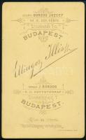 cca 1889 Budapest, Ellinger Illés fényképészeti műtermében készült, keményhátú, vintage fotó, vizitk...