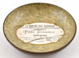 1885 országos kiállításon nyert díj Paál Gergely bútorgyára Bp. Vi. Szondy utca. Üveges tálka. Sérül...