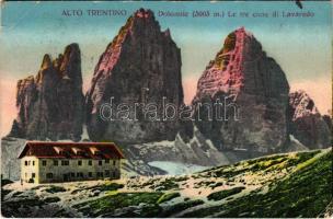 1918 Dolomiti, Dolomites; Alto Trentino (Südtirol), Le tre cime di Lavaredo / tourist hotel, mountains + K.u.K. Feldartillerieregiment Nr. 3. Batterie Nr. 5. K.U.K. FELDPOSTAMT 281 (EK)