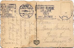 1923 Lviv, Lwów, Lemberg; Teatr / Theater / theatre, tram (fl)