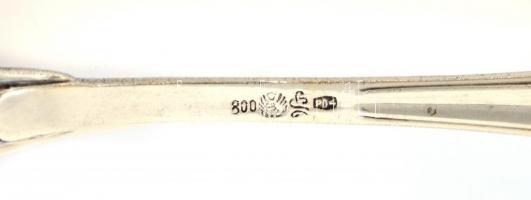 Ezüst(Ag) kagylós habos kanál, jelzett, h: 12 cm, nettó: 26,8 g