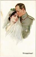 1917 Kriegsgetraut! / WWI German and Austro-Hungarian K.u.K. military, romantic couple. G.V.D. No. 4247.