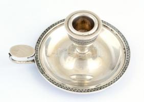 Ezüst(Ag) sétáló gyertyatartó, jelzett, d: 10,5 cm, m: 6 cm, bruttó: 98,4 g