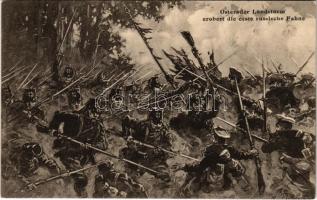 Osteroder Landsturm erobert die erste russische Fahne / WWI German military art postcard, soldiers capture the first Russian flag. Verlag Hermann Wolff