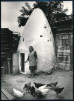 Kunkovács László (1942-): Kerek tyúkól, pecséttel jelzett fotó, 18×13 cm