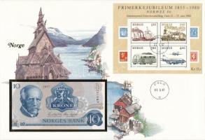 Norvégia 1977. 10K felbélyegzett borítékban, bélyegzéssel T:I  Norway 1977. 10 Kroner in envelope with stamp and cancellation C:UNC