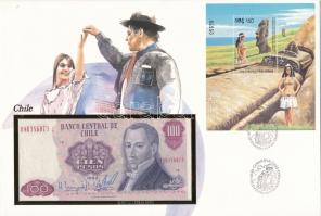 Chile 1983. 100P felbélyegzett borítékban, bélyegzéssel T:I Chile 1983. 100 Pesos in envelope with stamp and cancellation C:UNC