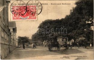 1909 Dakar, Boulvard National / street view, horse-drawn carriages, TCV card (EK)