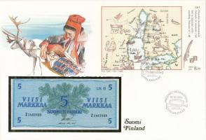 Finnország 1963. 5M felbélyegzett borítékban, bélyegzéssel T:1  Finland 1963. 5 Markkaa in envelope with stamp and cancellation C:UNC