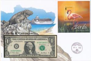 Turks- és Caicos-szigetek 2001. 1$ felbélyegzett borítékban, bélyegzéssel T:I  Turks and Caicos Islands 2001. 1 Dollars in envelope with stamp and cancellation C:UNC