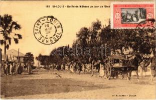 1929 Saint Louis, Défilé de Máhara un jour de fétes /  parade, horse-drawn carriage, camels, TCV card (fa)