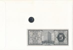 Paraguay "Folklór" érmés és bankjegyes, pecsételt boríték benne 1984. 5G rozsdamentesacél ...