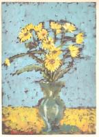 Venkói jelzéssel: Virág csendélet. Vegyes technika, papír. 42x29 cm Üvegezett keretben