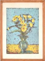 Venkói jelzéssel: Virág csendélet. Vegyes technika, papír. 42x29 cm Üvegezett keretben