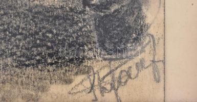 Olvashatatlan jelzéssel: Őrségben. Ceruza, papír. 50x38 cm Üvegezett keretben