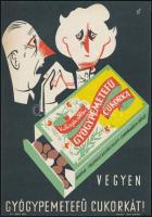 1959 Köhögés ellen gyógypemetefű cukorka. Villamosplakát. 24x16 cm