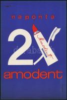 1967 Naponta 2x Amodent fogkrém, s.: Remecz, . Villamosplakát. 24x16 cm