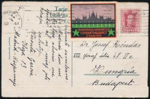 1929 Képeslap Spanyolországból a budapesti eszperantó kongresszus levélzárójával