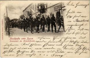 1901 Ruse, Rousse, Russe, Roustchouk, Rustschuk; soldiers marching on the street (EK)