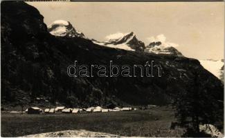 1953 Olasz alpinista tábor., 1953 Valsavarenche, Italian alpine club's camp, mountaineering. photo + "Club Alpino Italiano Attendamento Nazionale"