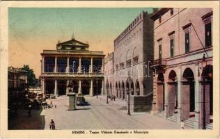 1930 Rimini, Teatro Vittorio Emanuele e Municipio / thatre, town hall, tram (EK)