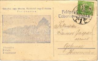1915 Unsere Verbundeten im Felde. Deutsche Kavallerie beim Einzug / Első világháborús tábori postai levelezőlap / WWI Austro-Hungarian K.u.K. military field postcard (EB)
