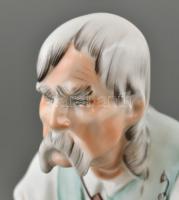 Zsolnay szalonnázó paraszt, kézzel festett, jelzett, hibátlan, m: 35 cm