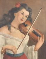 Áldor jelzéssel: Szól a dal. Olaj, vászon, fa keretben, 80×60 cm