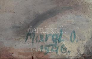 Margl O 1946 jelzéssel: Csendélet virágokkal és gyümölcsökkel. Olaj, fa, keretben, 48,5×38,5 cm