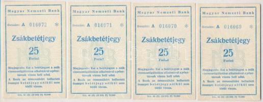 ~1980. Országos Takarékpénztár takaréklevél 5000Ft-ról és 10.000Ft-ról + Magyar Nemzeti Bank zsákbetétjegy 25Ftról (4x) sorszámkövetők