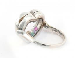 Ezüst(Ag) szíves gyűrű, Pandora jelzéssel, méret: 54, bruttó: 8,1 g