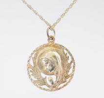 Ezüst(Ag) csavart nyaklánc, Szűz Mária medállal, jelzett, h: 25 cm, d: 2 cm, nettó: 5,27 g