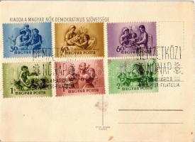 1954 International Women's Day propaganda card + So. Stpl. 1954 Nemzetközi Nőnap. Kiadja a Magy...