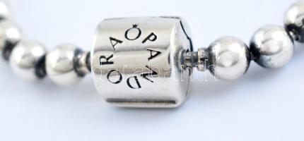 Ezüst(Ag) golyós karkötő, Pandora jelzéssel, h: 18 cm, bruttó: 9,9 g