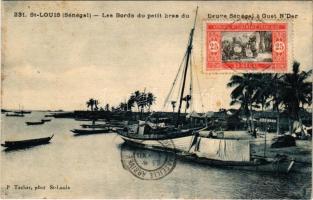 1929 Saint-Louis, Les Bords du petit bras du fleuve Sénégal á Guet NDar / river, boats, sailboat, TCV card (creases)