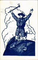 Magyar cserkész művészlap. A 40. sz. Szekszárdi cserkészek csapata kiadása / Hungarian boy scout art postcard + Tolna megyei cserkésztábor Paks 1930 (EB)