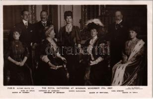 The Royal Gathering at Windsor, November 17th, 1907. King of Spain, Queen of Norway, Emperor of Germany, Empress of Germany, Queen Alexandra, Queen of Portugal, King Edward, Queen of Spain
