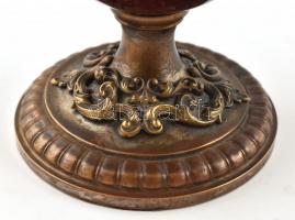 Bordó fajansz és fém váza 28 cm