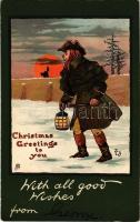 Christmas Greetings to you. Raphael Tuck & Sons "Christmas postcard" Series No. 1810. litho, Karácsonyi üdvözlet neked! Raphael Tuck & Sons "Christmas postcard" Series No. 1810. litho