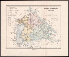 Moson vármegye térképe, kiadja: Magyar Földrajzi Intézet Rt., 28×32 cm