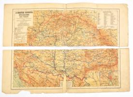 1900 A Magyar Korona Országainak kézi térképe, kiadja: Kogutowicz és T., szétszakadva, sérült, 34×48 cm