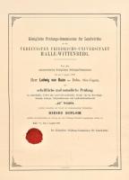 1898 Halle, A Vereinigten Friedrichs-Universitaet Halle-Wittenberg által kiállított mezőgazdasági diploma, viaszpecséttel