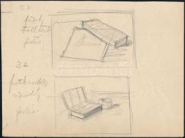 Lovaghy István (1898-?): Park trolibusszal. Ceruza, papír, jelzett, 24,5×18,5 cm