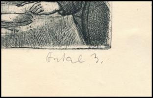 Antal Béla (?-): MÁV utasellátó étterem (1960). Rézkarc, papír, jelzett, 19,5×29,5 cm