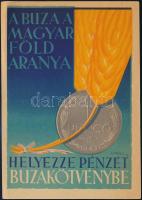 1943 A búza a magyar föld aranya szórólap, hajtott, 14,5×10,5 cm