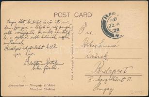 Edelstein Bertalan budai főrabbi saját kézzel írt képeslapja