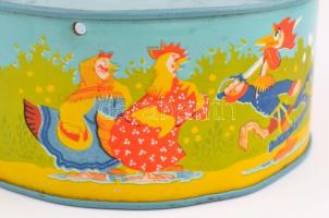 cca 1970 Fém, retró dob, ütő nélkül, d: 16 cm, m: 7,5 cm