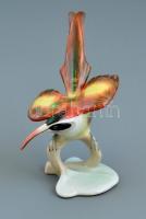 Aquincumi porcelán madár, kézzel festett, jelzett, kis kopásnyomokkal, 14×11 cm