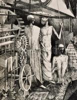 Piller Attila (1961-): Szekeret a világ kifordításához. Rézkarc, papír, jelzett (Piller Attila '...